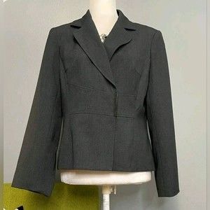 Calvin Klein Grey Bar Closure Blazer Jacket Size 12